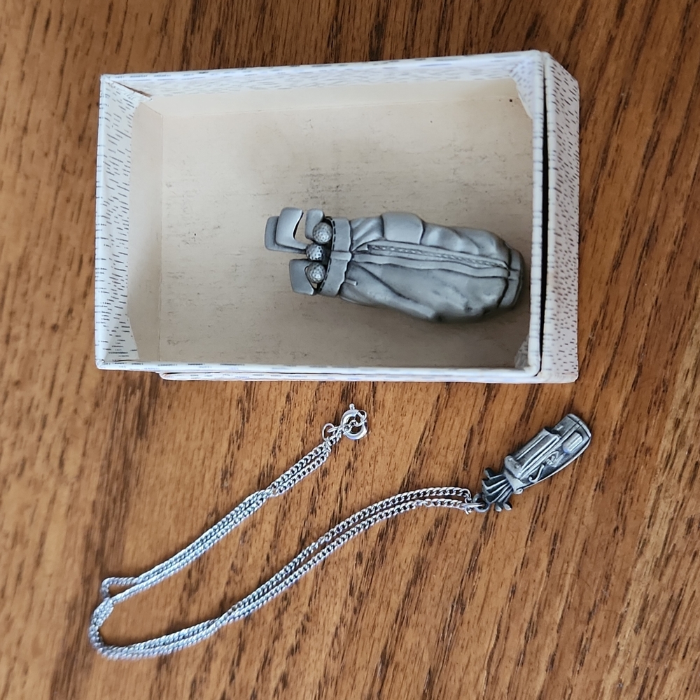 Vintage Genuine pewter golf jewelry set